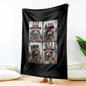 Funny Patriotic Raccoon Selfie Throw Blanket USA Flag Red White And Blue Graphic TS12 Print Your Wear
