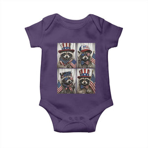 Funny Patriotic Raccoon Selfie Baby Onesie USA Flag Red White And Blue Graphic TS12 Purple Print Your Wear