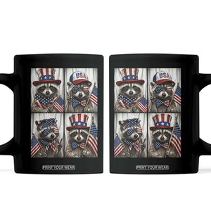Funny Patriotic Raccoon Selfie Coffee Mug USA Flag Red White And Blue Graphic TS12 Black Print Your Wear