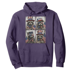 Funny Patriotic Raccoon Selfie Hoodie USA Flag Red White And Blue Graphic