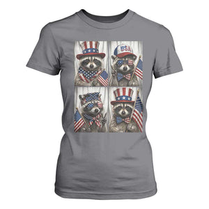 Funny Patriotic Raccoon Selfie T Shirt For Women USA Flag Red White And Blue Graphic TS12 Charcoal Print Your Wear