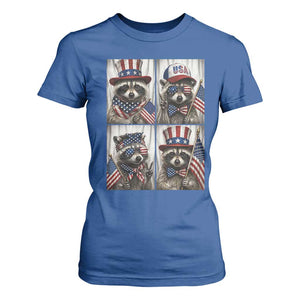 Funny Patriotic Raccoon Selfie T Shirt For Women USA Flag Red White And Blue Graphic TS12 Royal Blue Print Your Wear