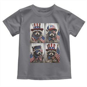 Funny Patriotic Raccoon Selfie Toddler T Shirt USA Flag Red White And Blue Graphic TS12 Charcoal Print Your Wear