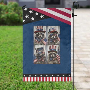 Funny Raccoon Selfie Patriotic Garden Flag USA Flag Red White And Blue Graphic TS12 Classic Blue Black Print Your Wear