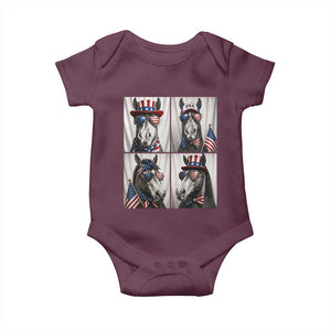 Patriotic Horse Selfie Squad Baby Onesie USA Flag Red White And Blue Graphic