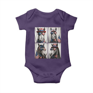 Patriotic Horse Selfie Squad Baby Onesie USA Flag Red White And Blue Graphic