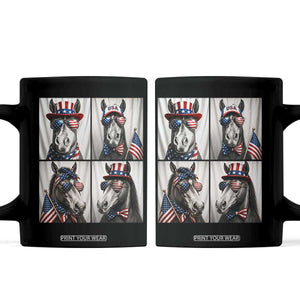 Patriotic Horse Selfie Squad Coffee Mug USA Flag Red White And Blue Graphic TS12 Black Print Your Wear