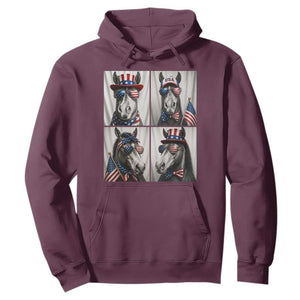 Patriotic Horse Selfie Squad Hoodie USA Flag Red White And Blue Graphic TS12 Maroon Print Your Wear