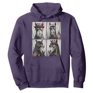 Patriotic Horse Selfie Squad Hoodie USA Flag Red White And Blue Graphic TS12 Purple Print Your Wear