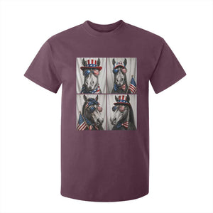 Patriotic Horse Selfie Squad T Shirt For Kid USA Flag Red White And Blue Graphic TS12 Maroon Print Your Wear