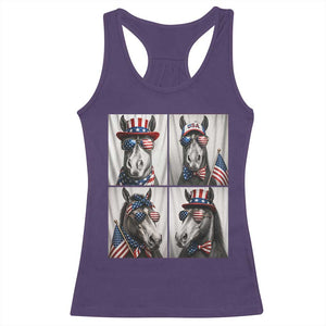 Patriotic Horse Selfie Squad Racerback Tank Top USA Flag Red White And Blue Graphic