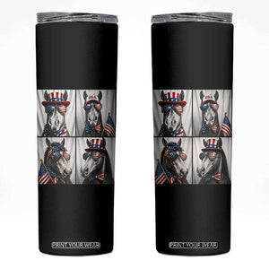 Patriotic Horse Selfie Squad Skinny Tumbler USA Flag Red White And Blue Graphic TS12 Black Print Your Wear