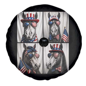 Patriotic Horse Selfie Squad Spare Tire Cover USA Flag Red White And Blue Graphic TS12 Print Your Wear