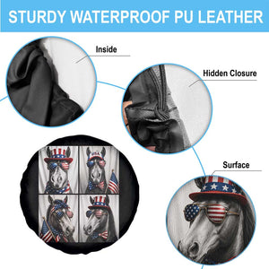 Patriotic Horse Selfie Squad Spare Tire Cover USA Flag Red White And Blue Graphic TS12 Print Your Wear