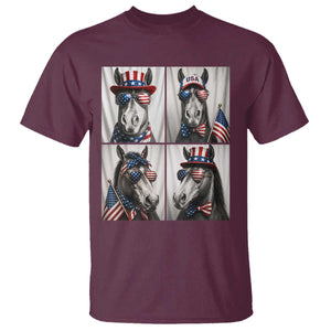 Patriotic Horse Selfie Squad T Shirt USA Flag Red White And Blue Graphic TS12 Maroon Print Your Wear