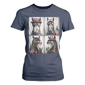 Patriotic Horse Selfie Squad T Shirt For Women USA Flag Red White And Blue Graphic TS12 Navy Print Your Wear