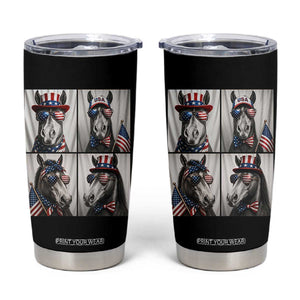 Patriotic Horse Selfie Squad Tumbler Cup USA Flag Red White And Blue Graphic