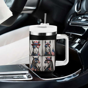 Patriotic Horse Selfie Squad Tumbler With Handle USA Flag Red White And Blue Graphic TS12 Print Your Wear