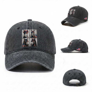 Patriotic Horse Selfie Squad Washed Cotton Baseball Cap USA Flag Red White And Blue Graphic TS12 Washed Cap Universal Fit Dark Gray Print Your Wear