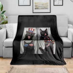 Funny Patriotic Black British Shorthair Cat Selfie Throw Blanket TS12 Print Your Wear