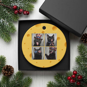Funny Patriotic Black British Shorthair Cat Selfie Ceramic Ornament TS12 1pc Yellow Cheese Print Your Wear