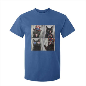 Funny Patriotic Black British Shorthair Cat Selfie T Shirt For Kid