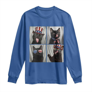 Funny Patriotic Black British Shorthair Cat Selfie Long Sleeve Shirt TS12 Royal Blue Print Your Wear