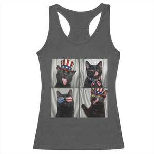 Funny Patriotic Black British Shorthair Cat Selfie Racerback Tank Top TS12 Dark Heather Print Your Wear