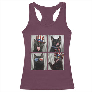 Funny Patriotic Black British Shorthair Cat Selfie Racerback Tank Top TS12 Maroon Print Your Wear
