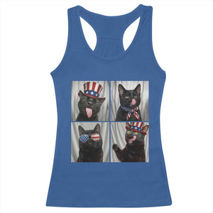 Funny Patriotic Black British Shorthair Cat Selfie Racerback Tank Top TS12 Royal Blue Print Your Wear