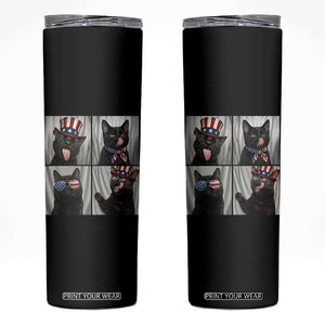 Funny Patriotic Black British Shorthair Cat Selfie Skinny Tumbler TS12 Black Print Your Wear
