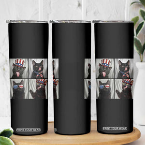 Funny Patriotic Black British Shorthair Cat Selfie Skinny Tumbler TS12 Print Your Wear