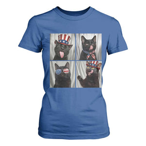 Funny Patriotic Black British Shorthair Cat Selfie T Shirt For Women