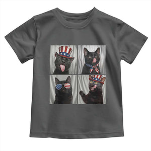 Funny Patriotic Black British Shorthair Cat Selfie Toddler T Shirt TS12 Dark Heather Print Your Wear