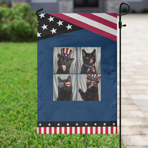 Funny Black British Shorthair Cat Selfie Patriotic Garden Flag TS12 Classic Blue Black Print Your Wear