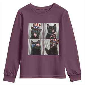 Funny Patriotic Black British Shorthair Cat Selfie Youth Sweatshirt TS12 Maroon Print Your Wear
