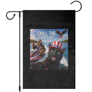 Patriotic Bigfoot And Cat Garden Flag Chill The Fourth Out TS12 Black Print Your Wear