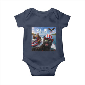 Patriotic Bigfoot And Cat Baby Onesie Chill The Fourth Out TS12 Navy Print Your Wear