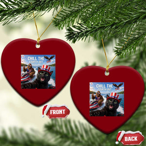 Patriotic Bigfoot And Cat Ceramic Ornament Chill The Fourth Out TS12 Print Your Wear