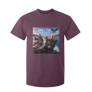 Patriotic Bigfoot And Cat T Shirt For Kid Chill The Fourth Out TS12 Maroon Print Your Wear