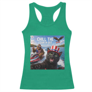 Patriotic Bigfoot And Cat Racerback Tank Top Chill The Fourth Out TS12 Irish Green Print Your Wear
