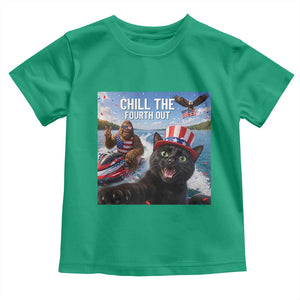 Patriotic Bigfoot And Cat Toddler T Shirt Chill The Fourth Out