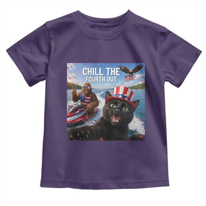 Patriotic Bigfoot And Cat Toddler T Shirt Chill The Fourth Out