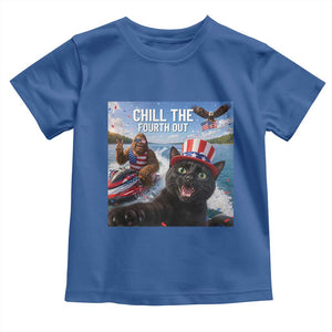 Patriotic Bigfoot And Cat Toddler T Shirt Chill The Fourth Out
