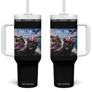 Patriotic Bigfoot And Cat Tumbler With Handle Chill The Fourth Out TS12 One Size: 40 oz Black Print Your Wear