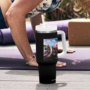Patriotic Bigfoot And Cat Tumbler With Handle Chill The Fourth Out TS12 Print Your Wear