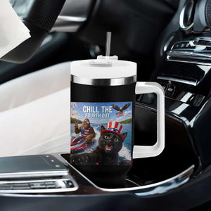 Patriotic Bigfoot And Cat Tumbler With Handle Chill The Fourth Out TS12 Print Your Wear