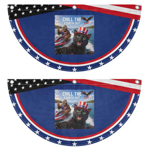 Funny Bigfoot And Cat Patriotic Fan Flag Chill The Fourth Out