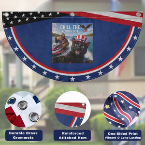 Funny Bigfoot And Cat Patriotic Fan Flag Chill The Fourth Out
