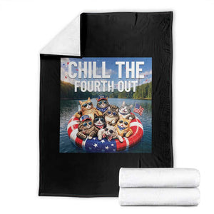 Funny Americana Cat Squad Throw Blanket Chill The Fourth Out